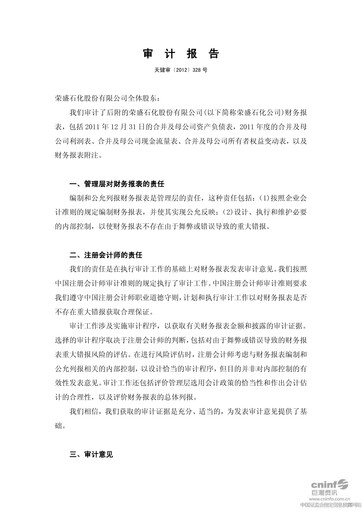 Thumbnail Rongsheng Petrochemical Financial Statement 2011