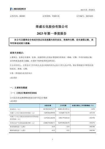 Thumbnail Rongsheng Petrochemical Quarterly Report 2023-q1