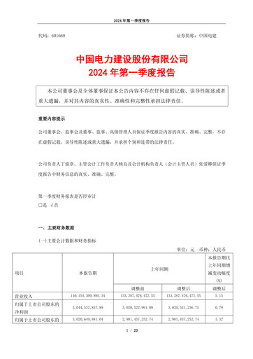 Thumbnail Power Construction Corporation of China Quarterly Report 2024-q1