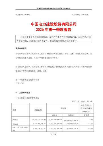 Thumbnail Power Construction Corporation of China Quarterly Report 2026-q1
