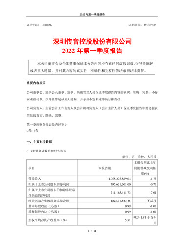 Thumbnail Shenzhen Transsion Holdings Quarterly Report 2022-q1