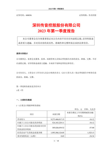 Thumbnail Shenzhen Transsion Holdings Quarterly Report 2023-q1