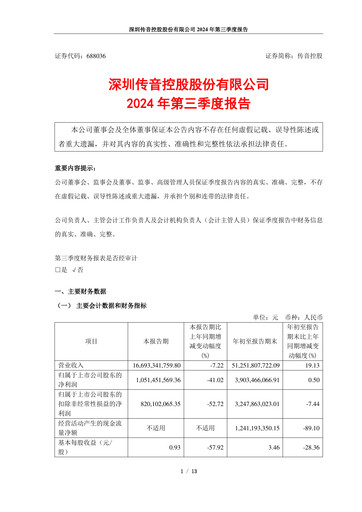 Thumbnail Shenzhen Transsion Holdings Quarterly Report 2024-q3
