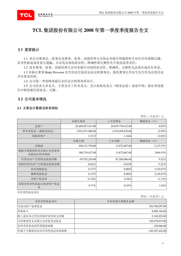Vorschaubild TCL Technology Group Corporation Quartalsbericht 2008-q1