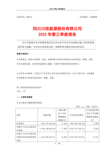Thumbnail Sichuan Chuantou Energy Quarterly Report 2022-q3