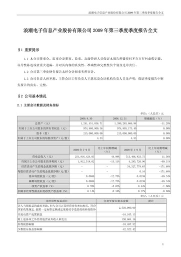 Thumbnail Inspur Quarterly Report 2009-q3