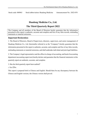 Thumbnail Huadong Medicine (HD Medicine) Quarterly Report 2022-q3