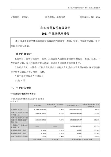 Thumbnail Huadong Medicine (HD Medicine) Quarterly Report 2021-q3