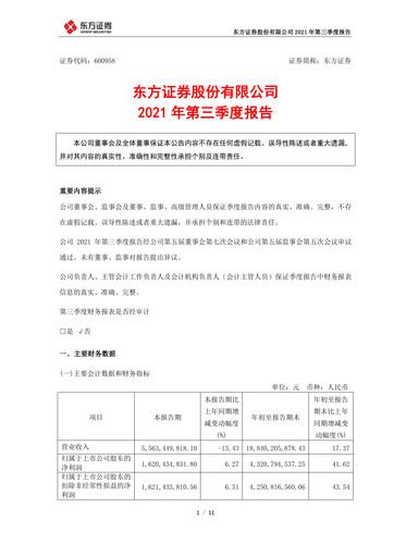 Thumbnail Orient Securities Company Limited (DFZQ) Quarterly Report 2021-q3