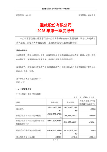 Vorschaubild Tongwei Co.,Ltd Quartalsbericht 2025-q1