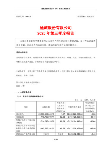 Vorschaubild Tongwei Co.,Ltd Quartalsbericht 2025-q3