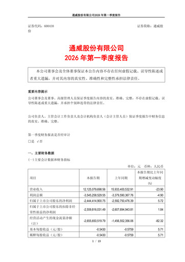 Vorschaubild Tongwei Co.,Ltd Quartalsbericht 2026-q1