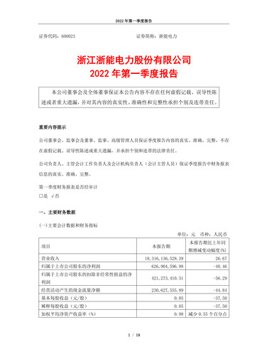 Vorschaubild Zhejiang Zheneng Electric Quartalsbericht 2022-q1