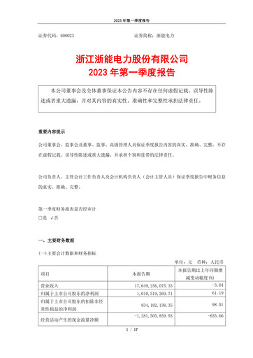 Vorschaubild Zhejiang Zheneng Electric Quartalsbericht 2023-q1