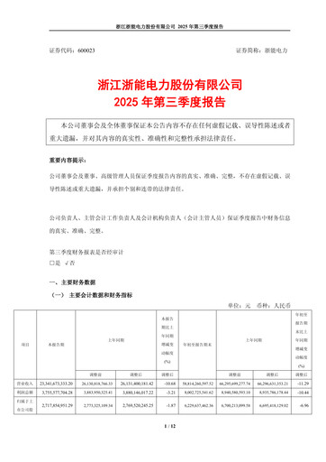 Vorschaubild Zhejiang Zheneng Electric Quartalsbericht 2025-q3