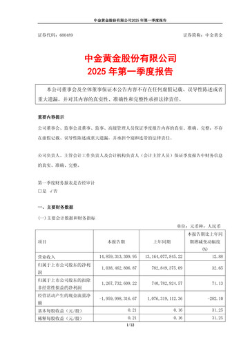 Thumbnail Zhongjin Gold Quarterly Report 2025-q1