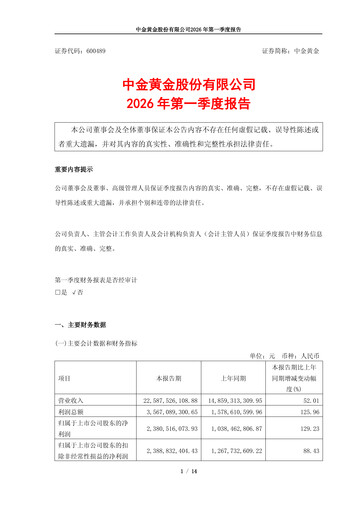 Thumbnail Zhongjin Gold Quarterly Report 2026-q1