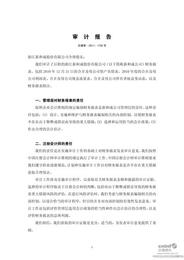 Thumbnail Zhejiang NHU Co., Ltd. Financial Statement 2010