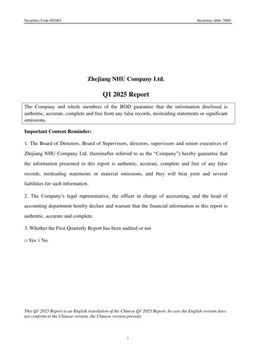 Thumbnail Zhejiang NHU Co., Ltd. Quarterly Report 2025-q1