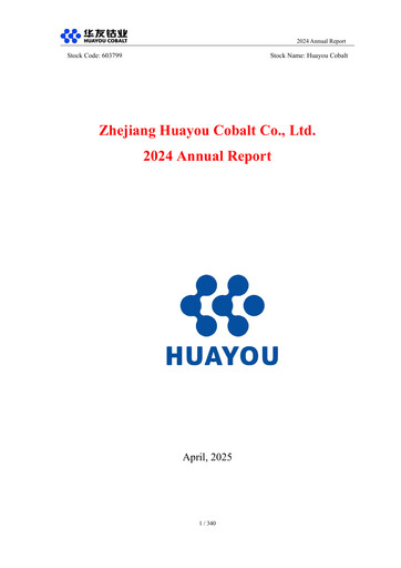 Thumbnail Zhejiang Huayou Cobalt Annual Report 2024