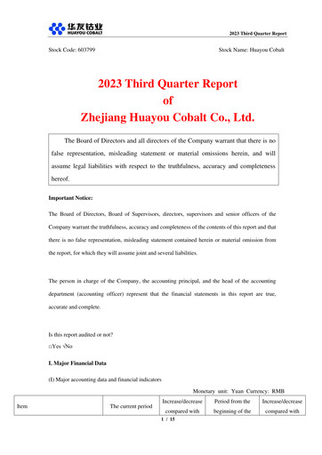 Vorschaubild Zhejiang Huayou Cobalt Quartalsbericht 2023-q3