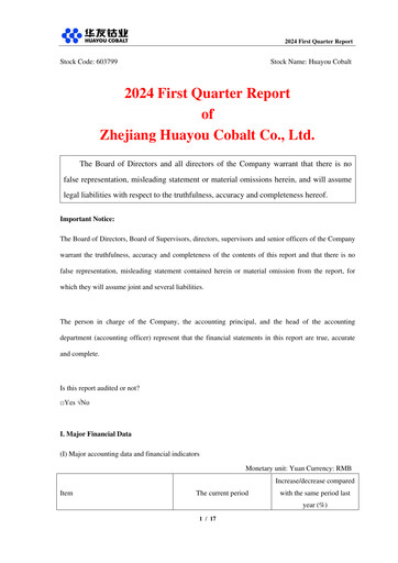Vorschaubild Zhejiang Huayou Cobalt Quartalsbericht 2024-q1