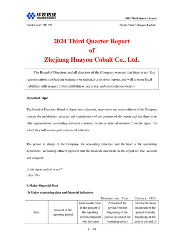 Vorschaubild Zhejiang Huayou Cobalt Quartalsbericht 2024-q3