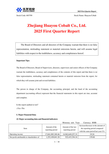 Vorschaubild Zhejiang Huayou Cobalt Quartalsbericht 2025-q1