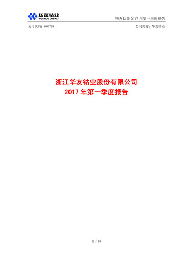 Vorschaubild Zhejiang Huayou Cobalt Quartalsbericht 2017-q1
