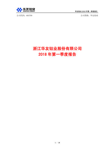 Vorschaubild Zhejiang Huayou Cobalt Quartalsbericht 2018-q1