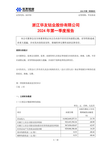 Vorschaubild Zhejiang Huayou Cobalt Quartalsbericht 2024-q1
