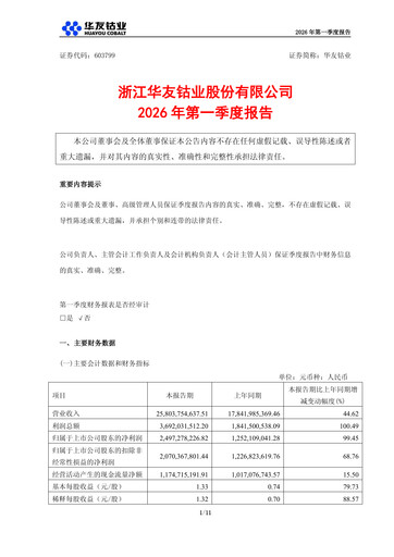 Vorschaubild Zhejiang Huayou Cobalt Quartalsbericht 2026-q1