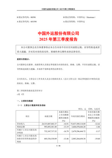 Thumbnail Sinotrans Limited Quarterly Report 2025-q3