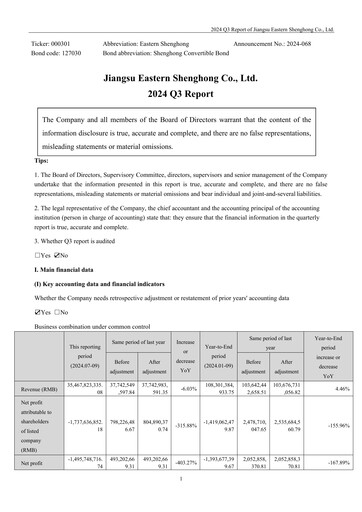 Thumbnail Jiangsu Eastern Shenghong Quarterly Report 2024-q3