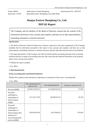 Thumbnail Jiangsu Eastern Shenghong Quarterly Report 2025-q1