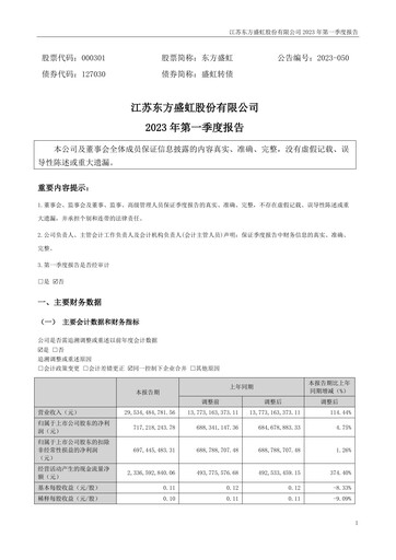 Thumbnail Jiangsu Eastern Shenghong Quarterly Report 2023-q1