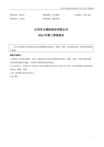 Thumbnail Jiangsu Eastern Shenghong Quarterly Report 2024-q3