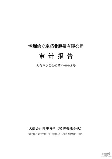 Thumbnail Shenzhen Salubris Pharmaceuticals Financial Statement 2019