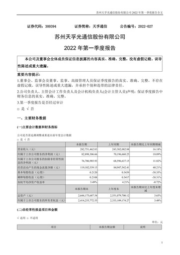 Thumbnail Suzhou TFC Optical Communication Quarterly Report 2022-q1