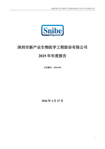 Vorschaubild Shenzhen New Industries Biomedical Engineering Jahresbericht 2025