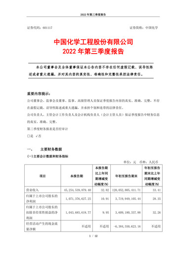 Vorschaubild China National Chemical Engineering (CNCEC) Quartalsbericht 2022-q3