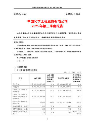 Vorschaubild China National Chemical Engineering (CNCEC) Quartalsbericht 2025-q3