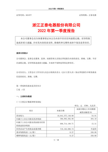 Thumbnail Zhejiang Chint Electrics Quarterly Report 2022-q1