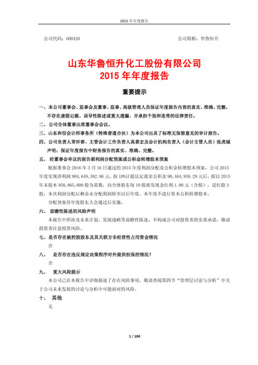 Vorschaubild Hualu Hengsheng Jahresbericht 2015