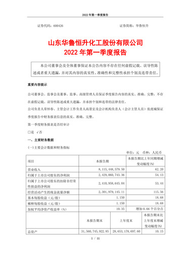 Thumbnail Hualu Hengsheng Quarterly Report 2022-q1