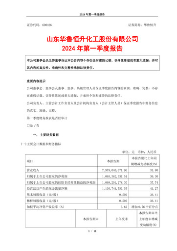 Thumbnail Hualu Hengsheng Quarterly Report 2024-q1