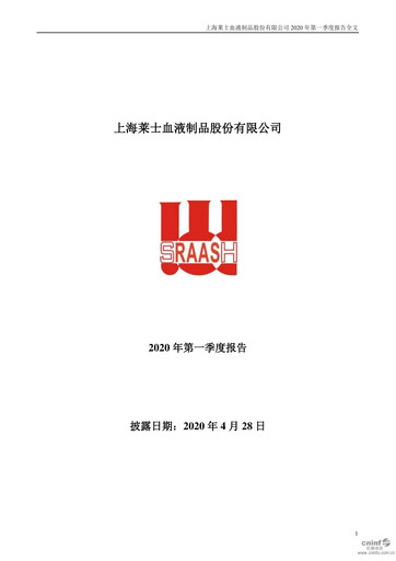 Thumbnail Shanghai RAAS Blood Products Quarterly Report 2020-q1
