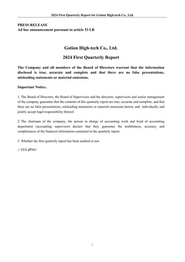 Thumbnail Gotion High-tech Co.,Ltd. Quarterly Report 2024-q1