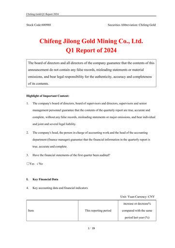 Thumbnail Chifeng Jilong Gold Mining Quarterly Report 2024-q1