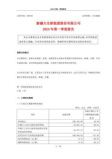 Thumbnail Xinjiang Daqo New Energy Co.,Ltd. Quarterly Report 2024-q1